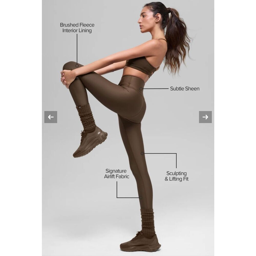 Alo size L airlift winter warm high waist leggings brown espresso - EUC